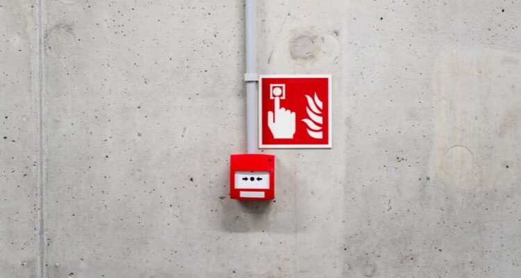 Fire alarm button on the wall