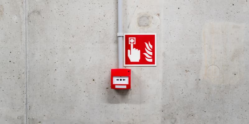 Fire alarm button on the wall