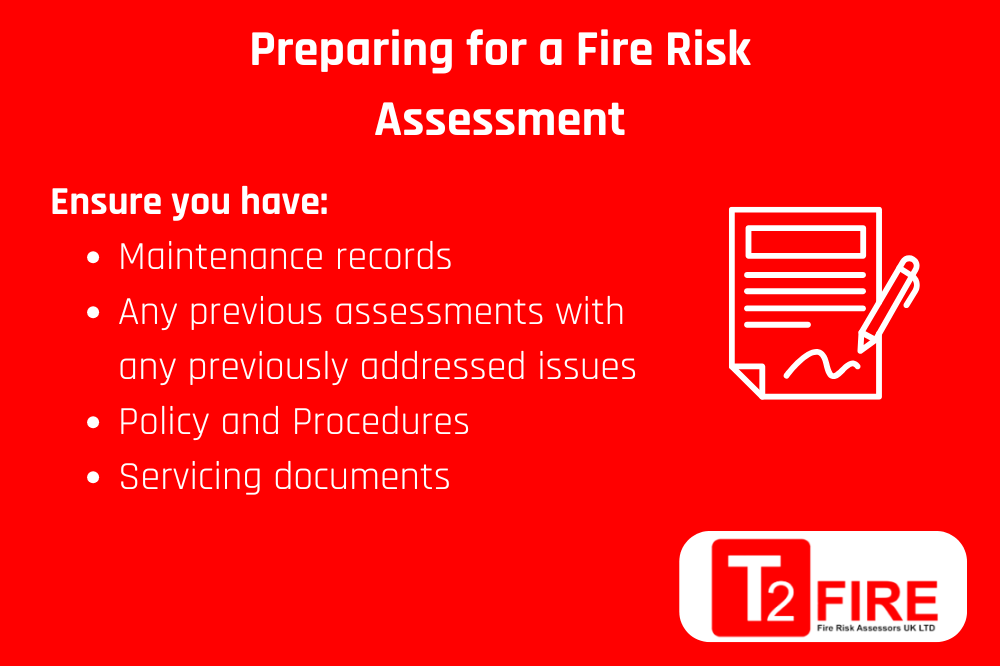 Infographic showing what documentation you need to prepare for a fire risk assessment