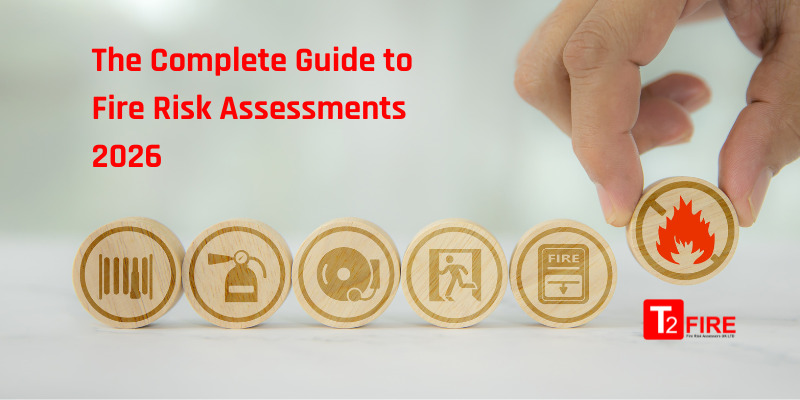 Heading graphic for the complete guide to fire risk assessments 2026